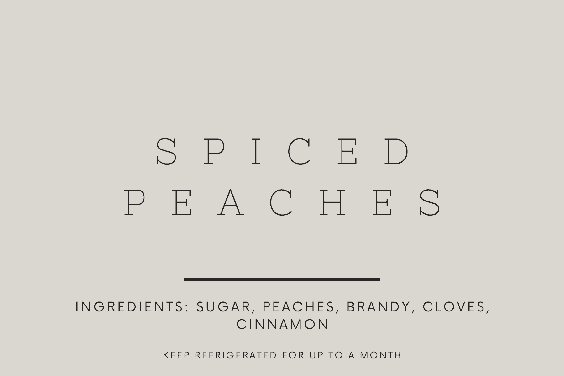 Label for spiced peaches