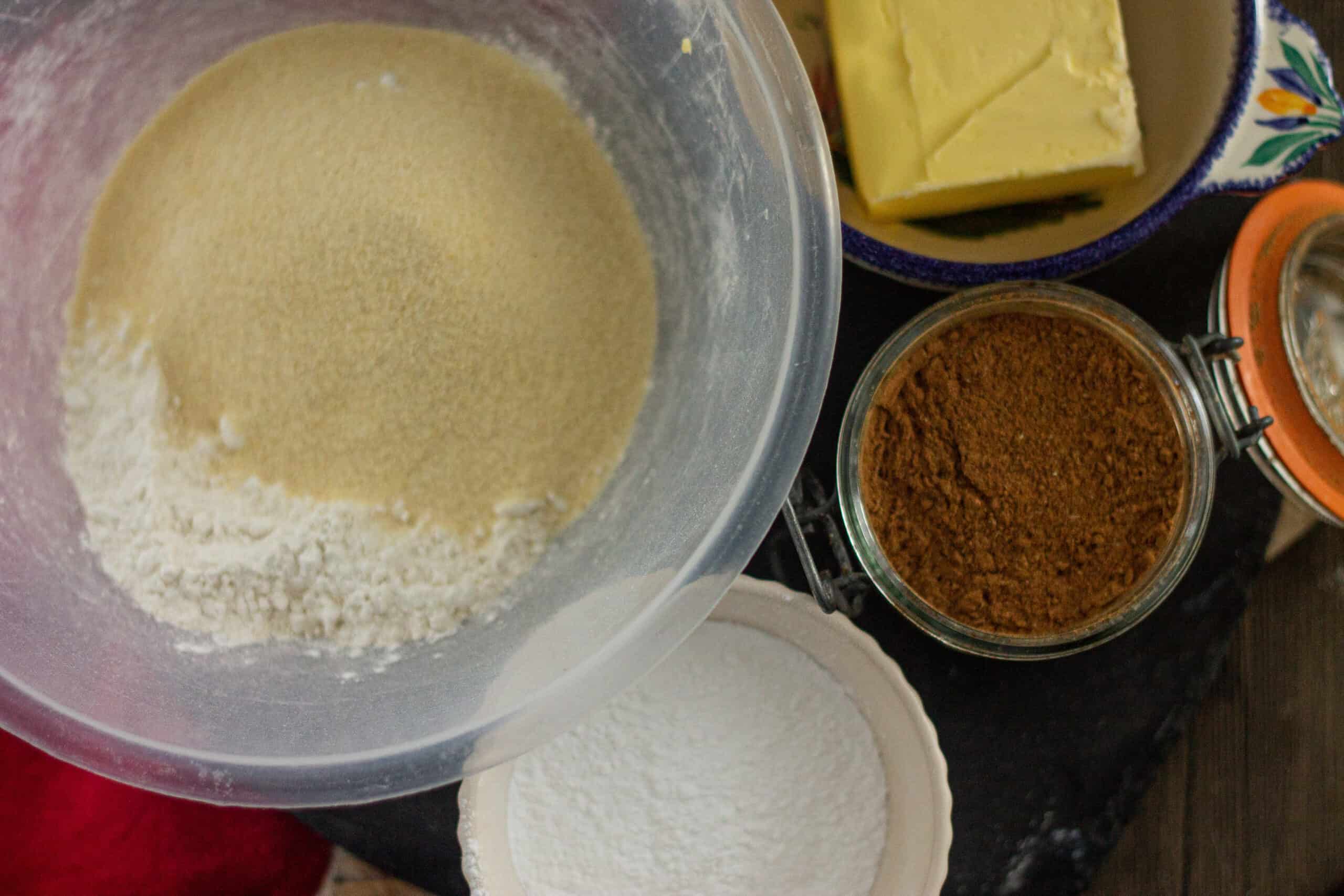 Ingredients for making chai shortbread cookies