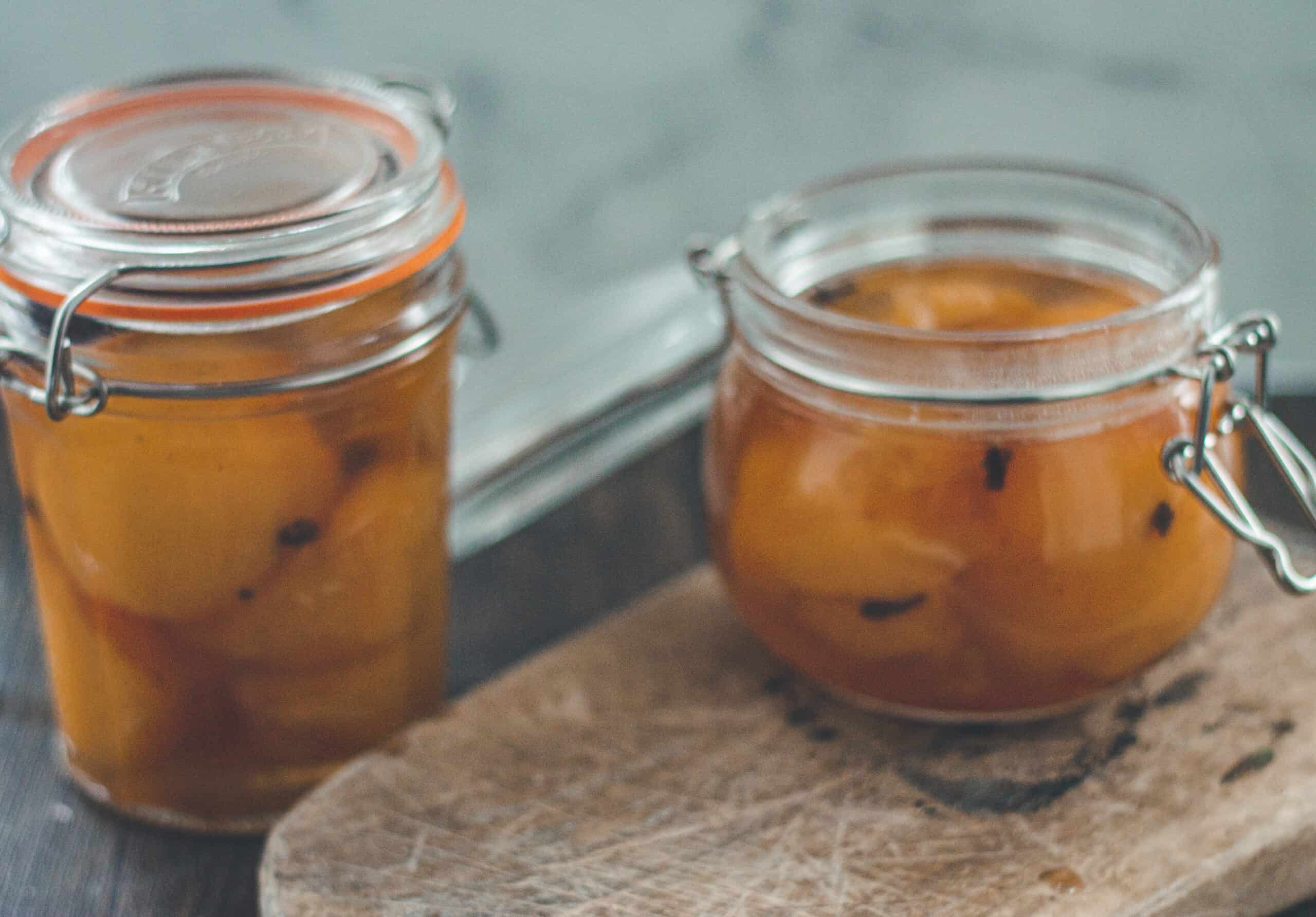 Jars of spiced peaches