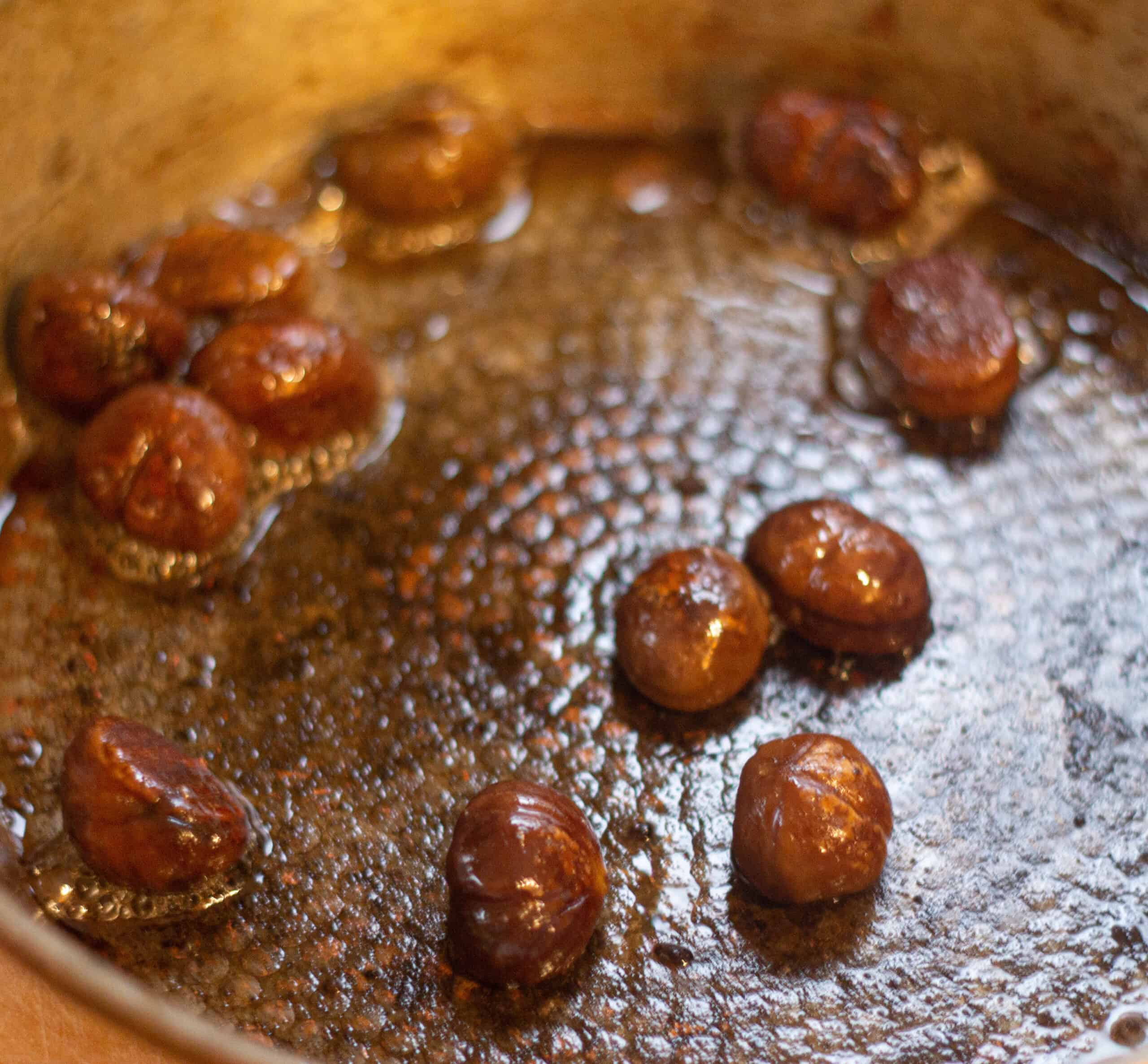 Braising chestnuts