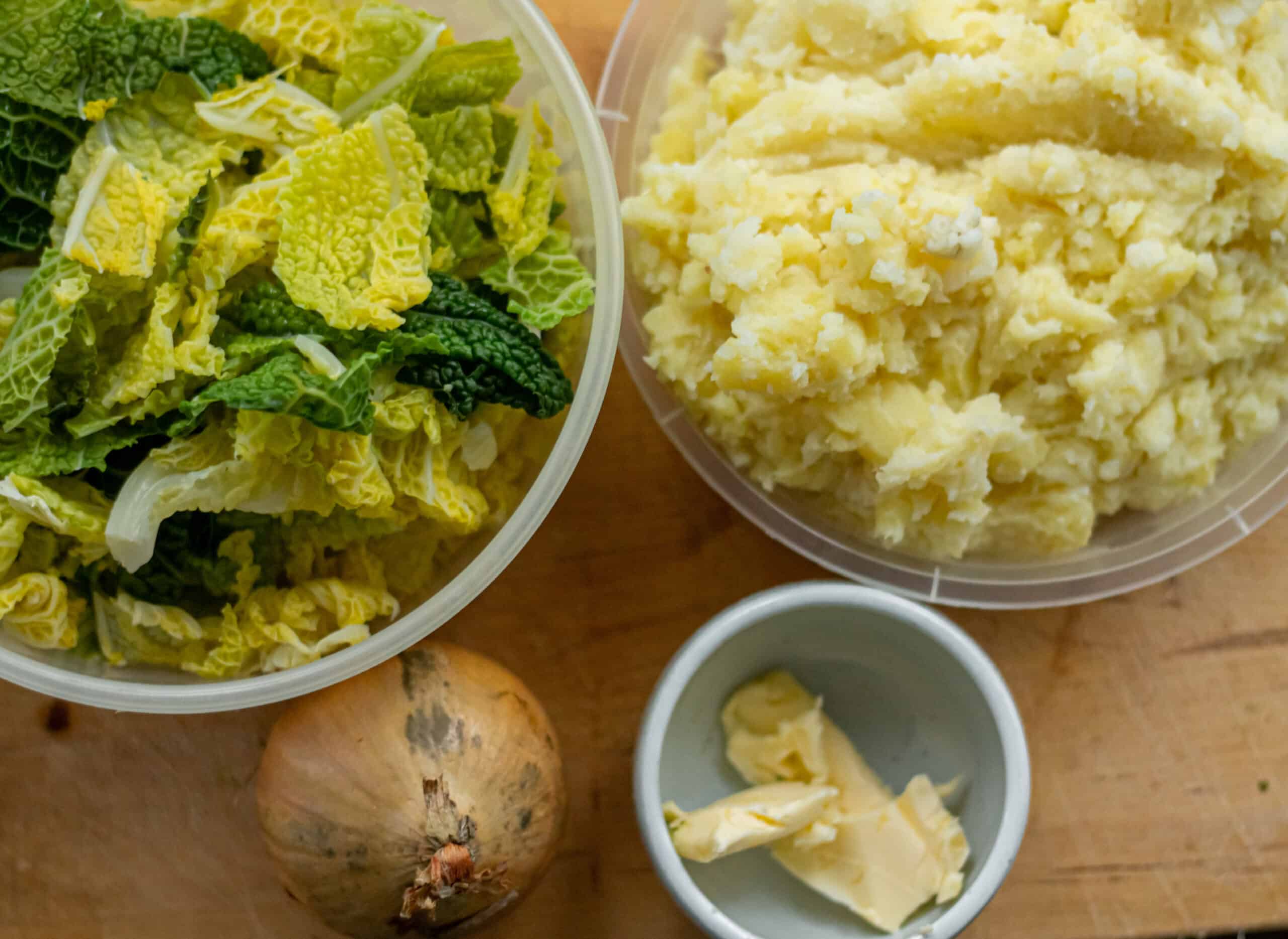 Ingredients for making Bubble and Squeak