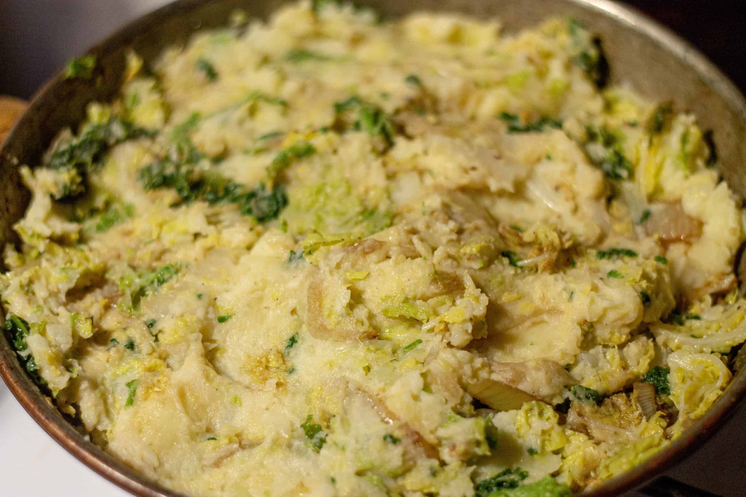 Bubble and squeak in a pan