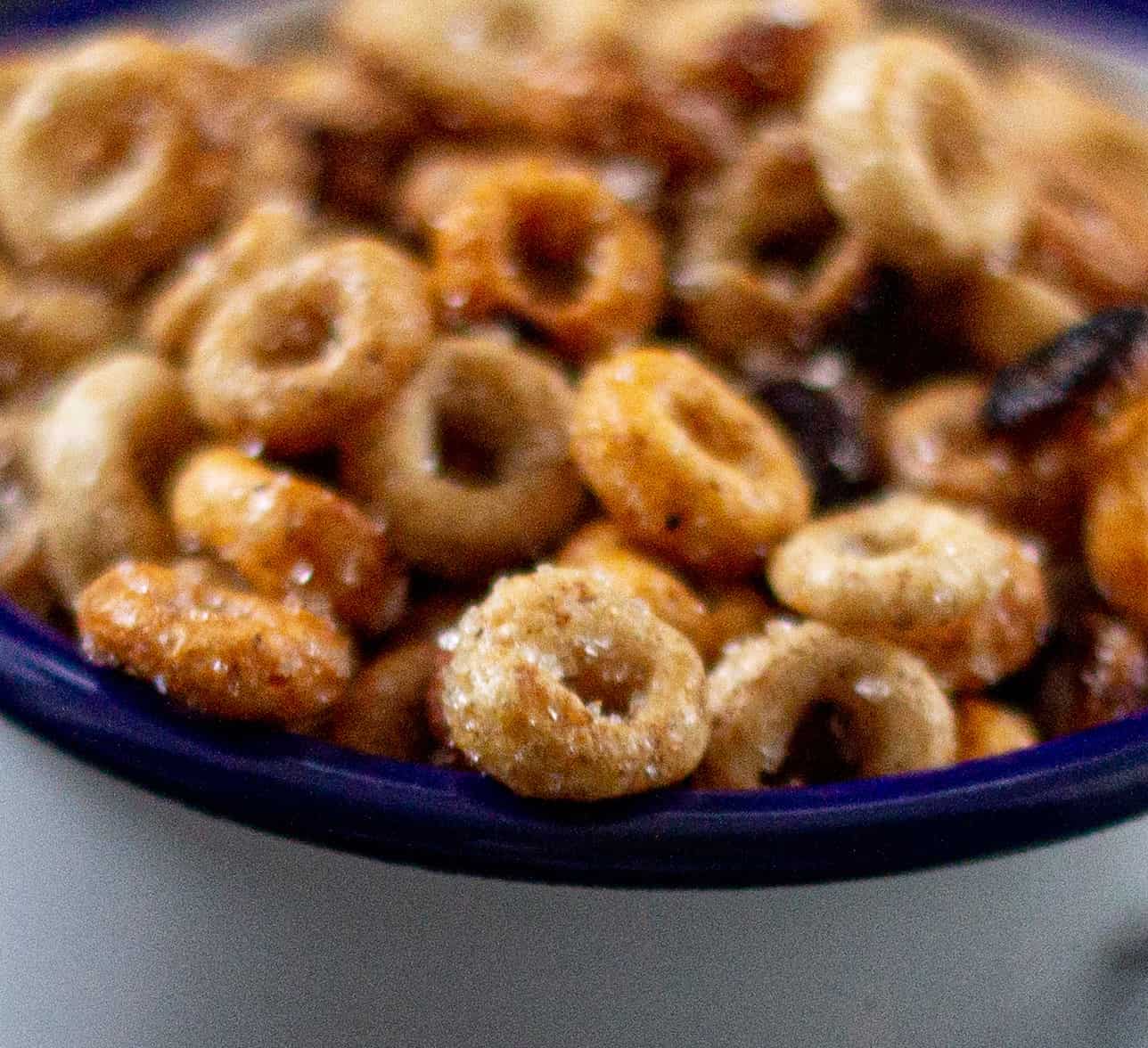 Close up of vegan Donut Cheerios