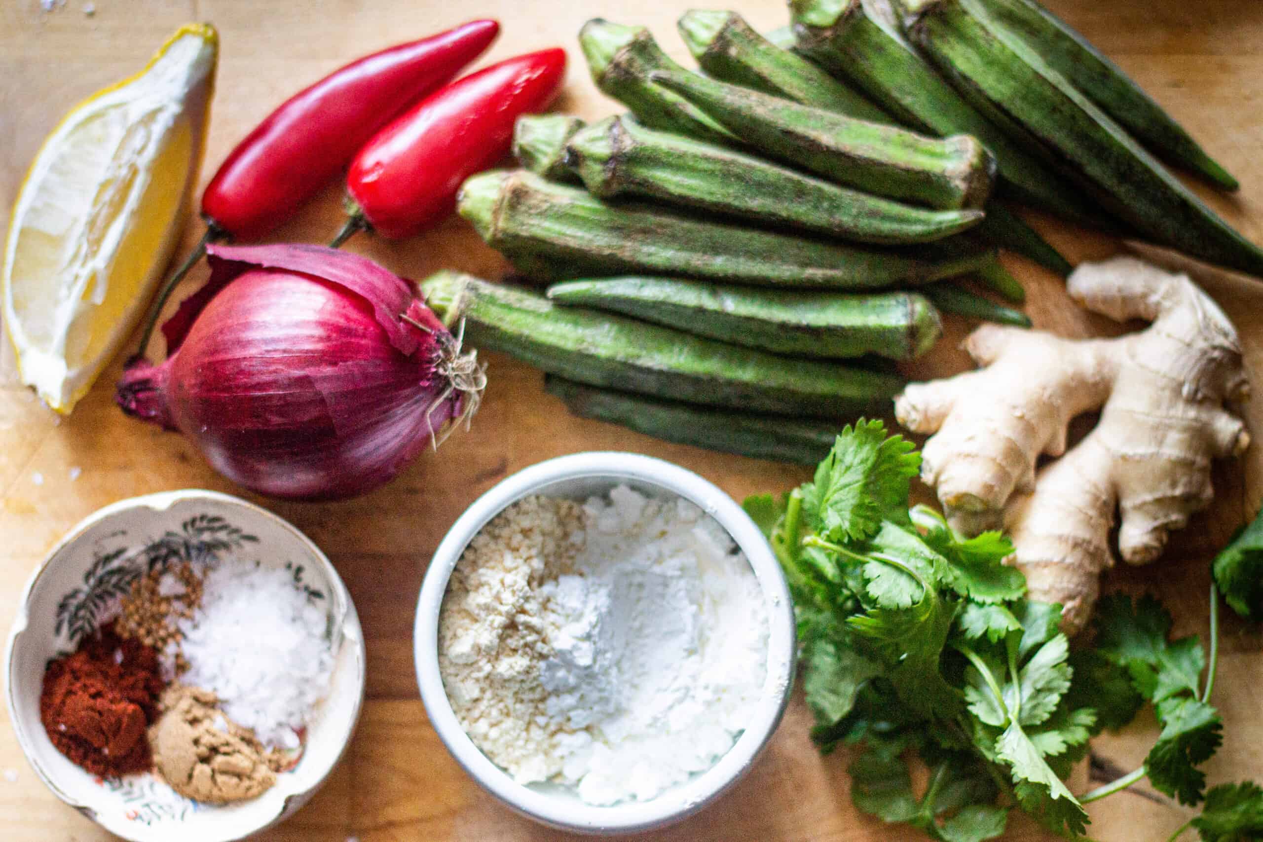 Ingredients for fried okra