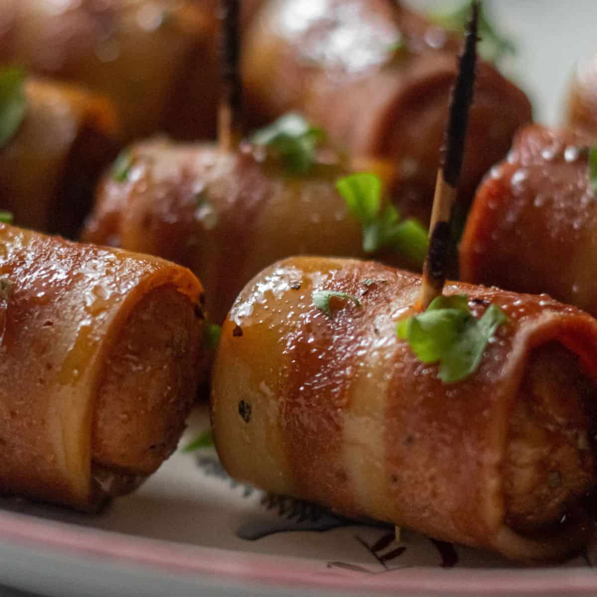 Festive Vegan Pigs in Blankets with a Sticky Maple Marmite Glaze