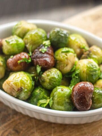 Braised Brussels with Chestnuts