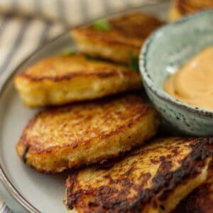 A plate of Boxty with a dip