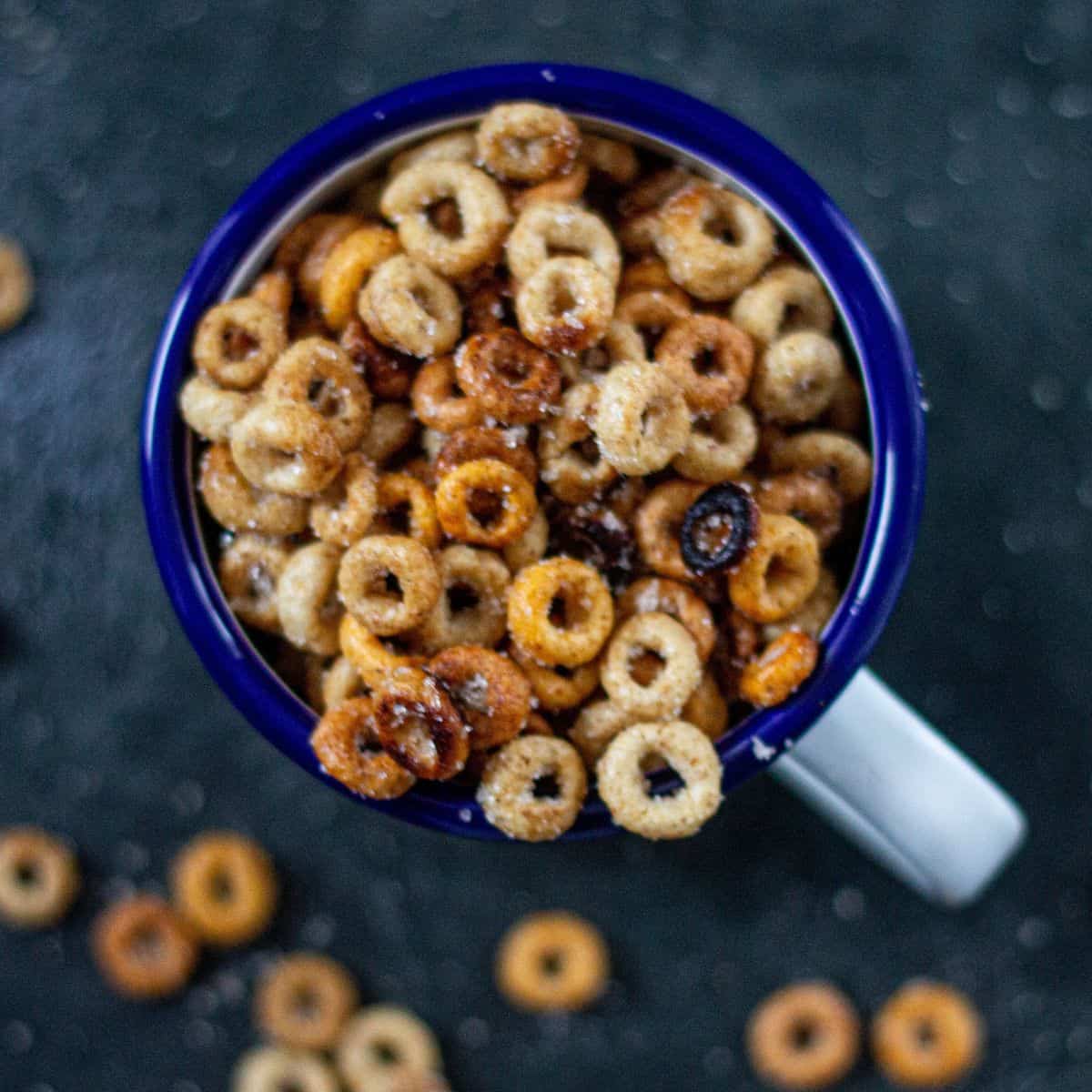 Donut cheerios in a cup