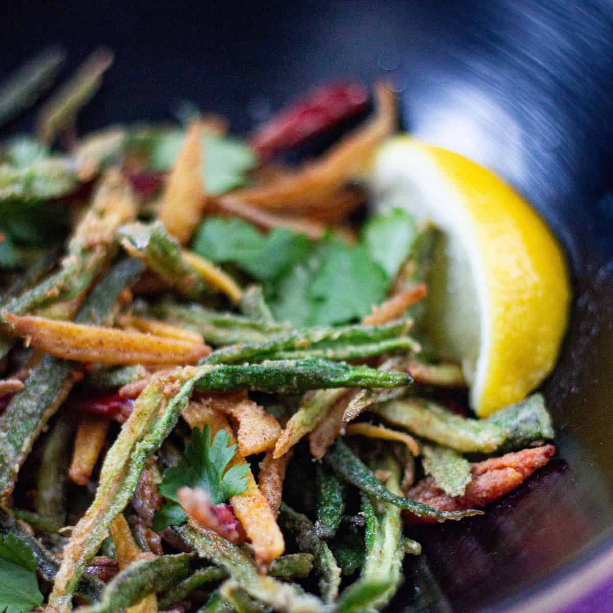 Fried Okra in a large bowl