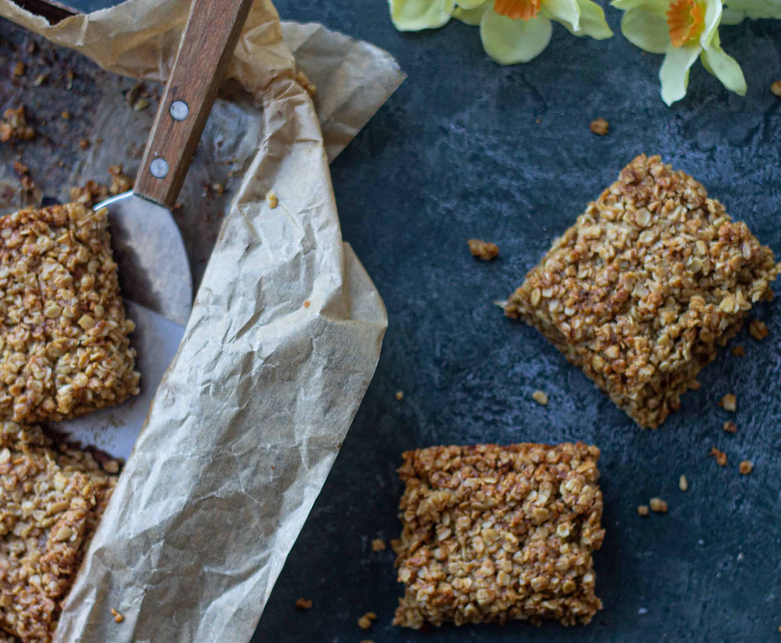 Flapjacks in a baking tray