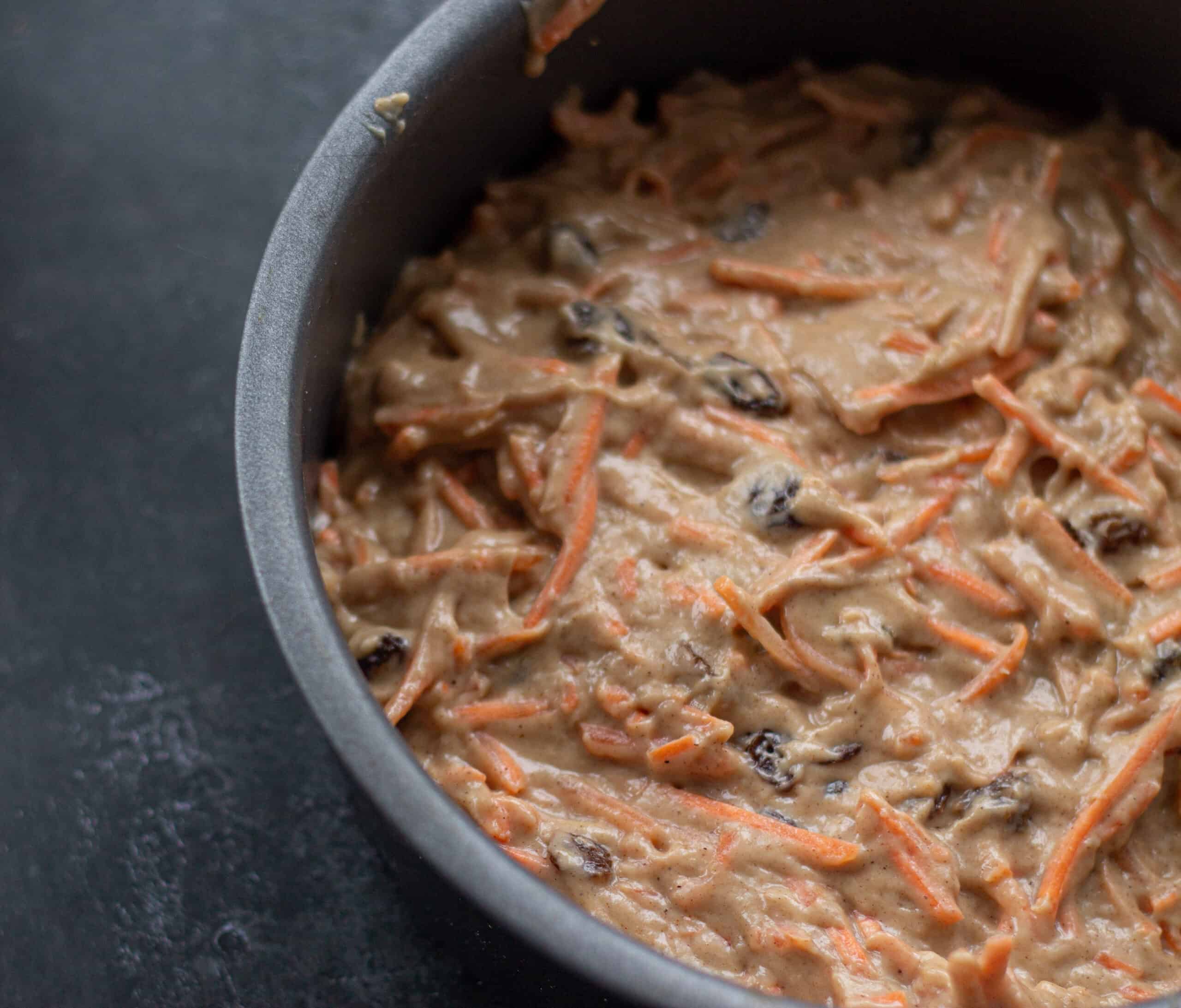 Carrot cake ready to be baked