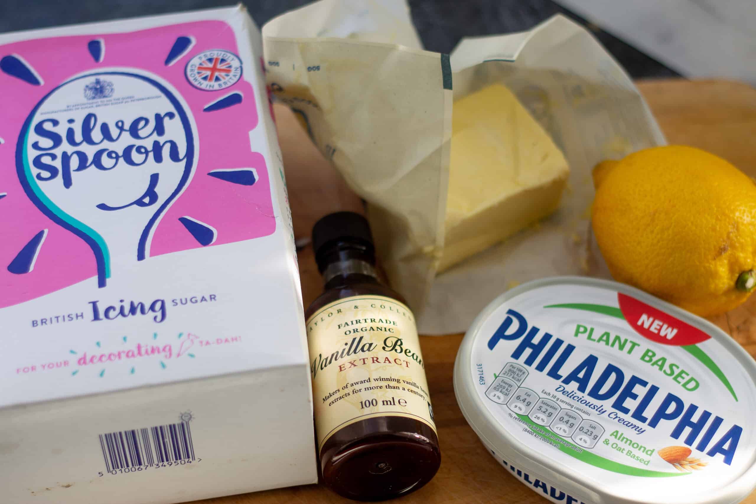 Ingredients for cream cheese icing