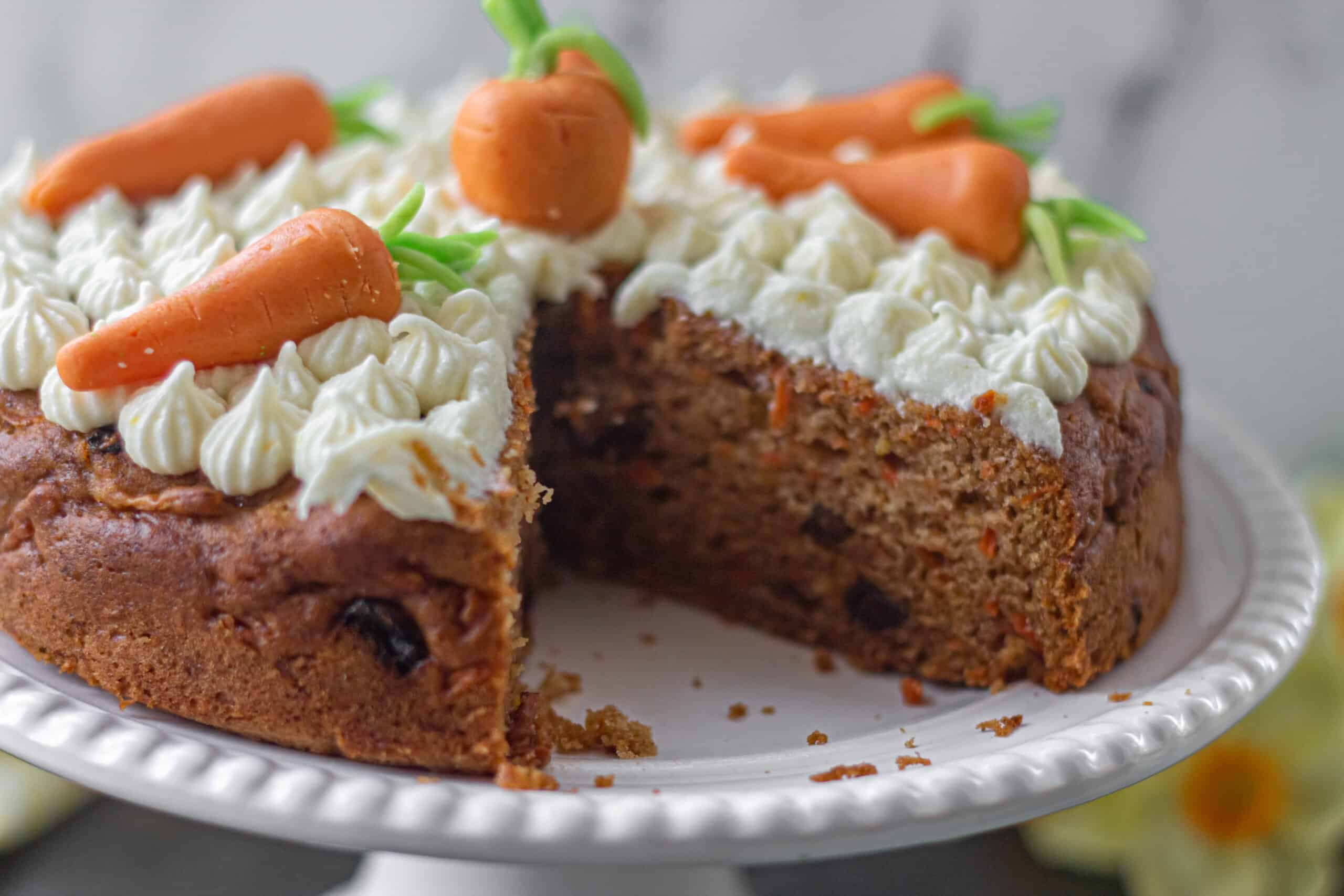 Carrot Cake with a slice cut out