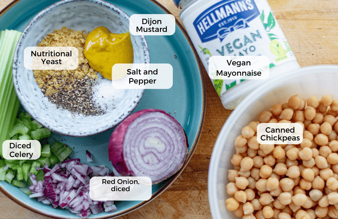 Ingredients for chickpea tuna.