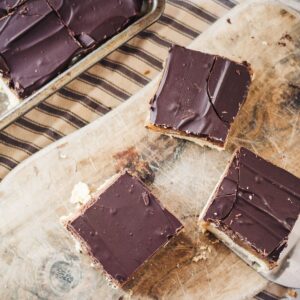 Millionaires Shortbread on a chopping board