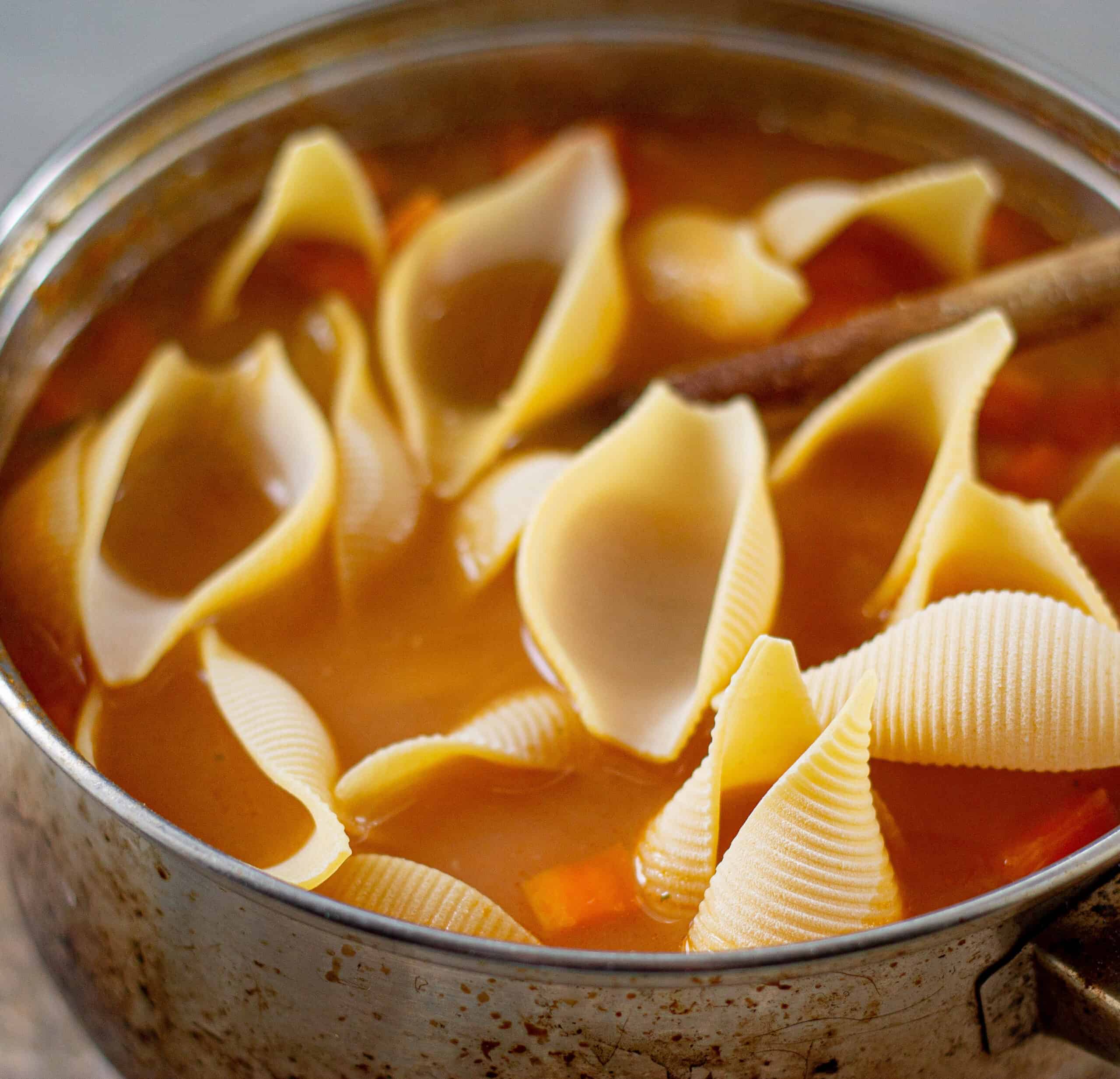 Adding pasta to soup