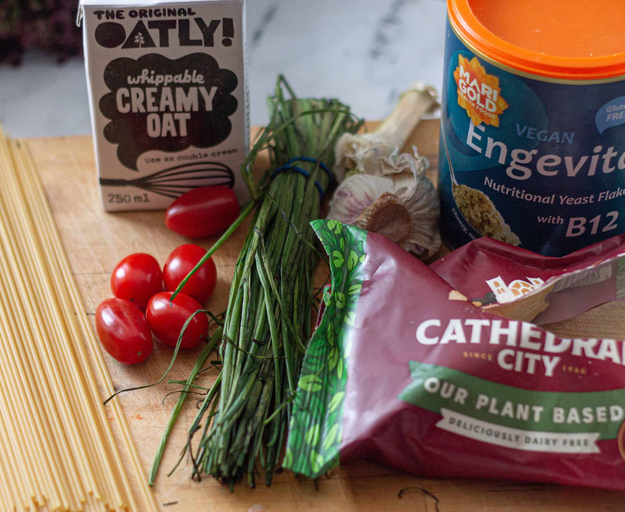 Ingredients for vegan carbonara