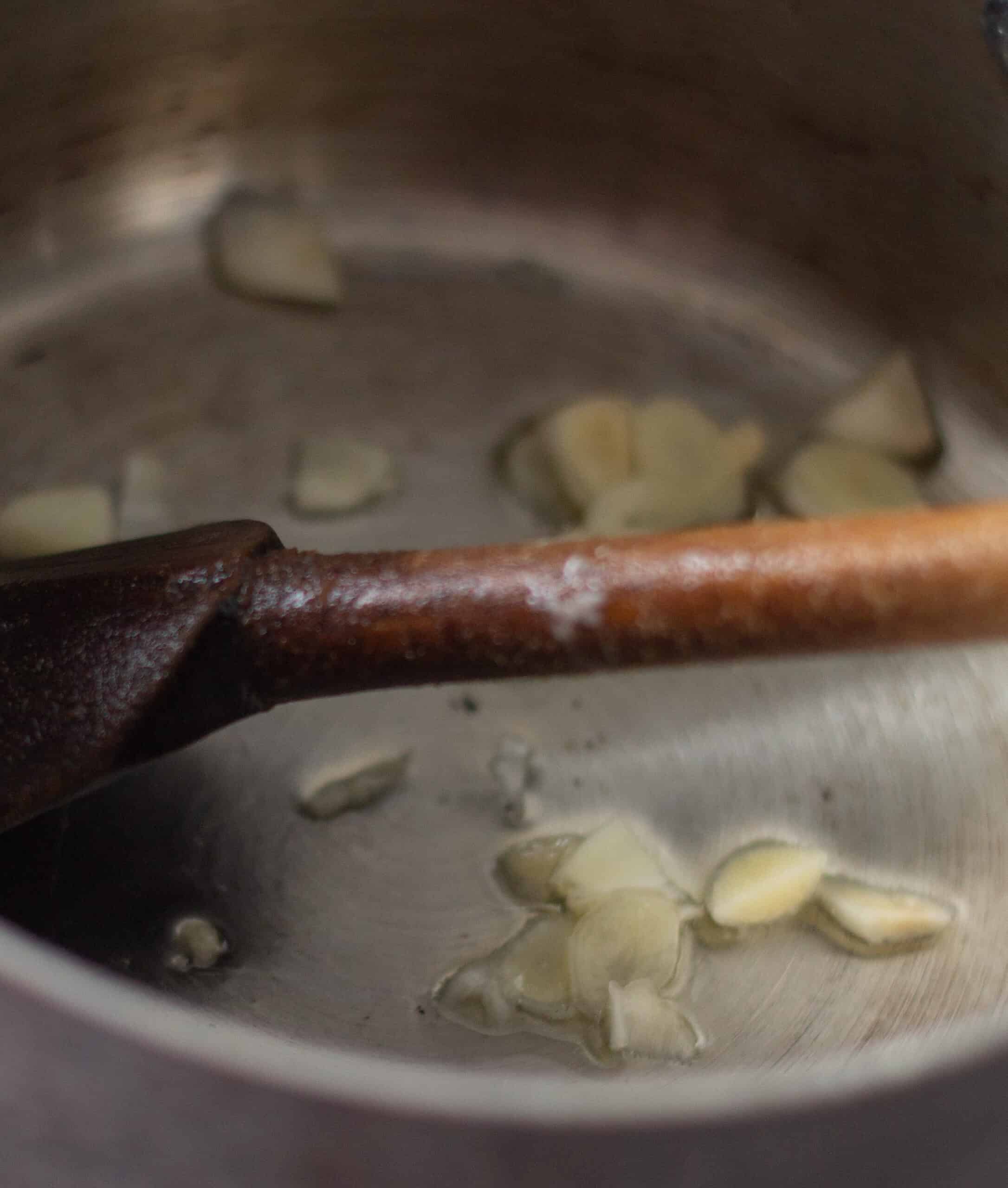 Sauteeing garlic