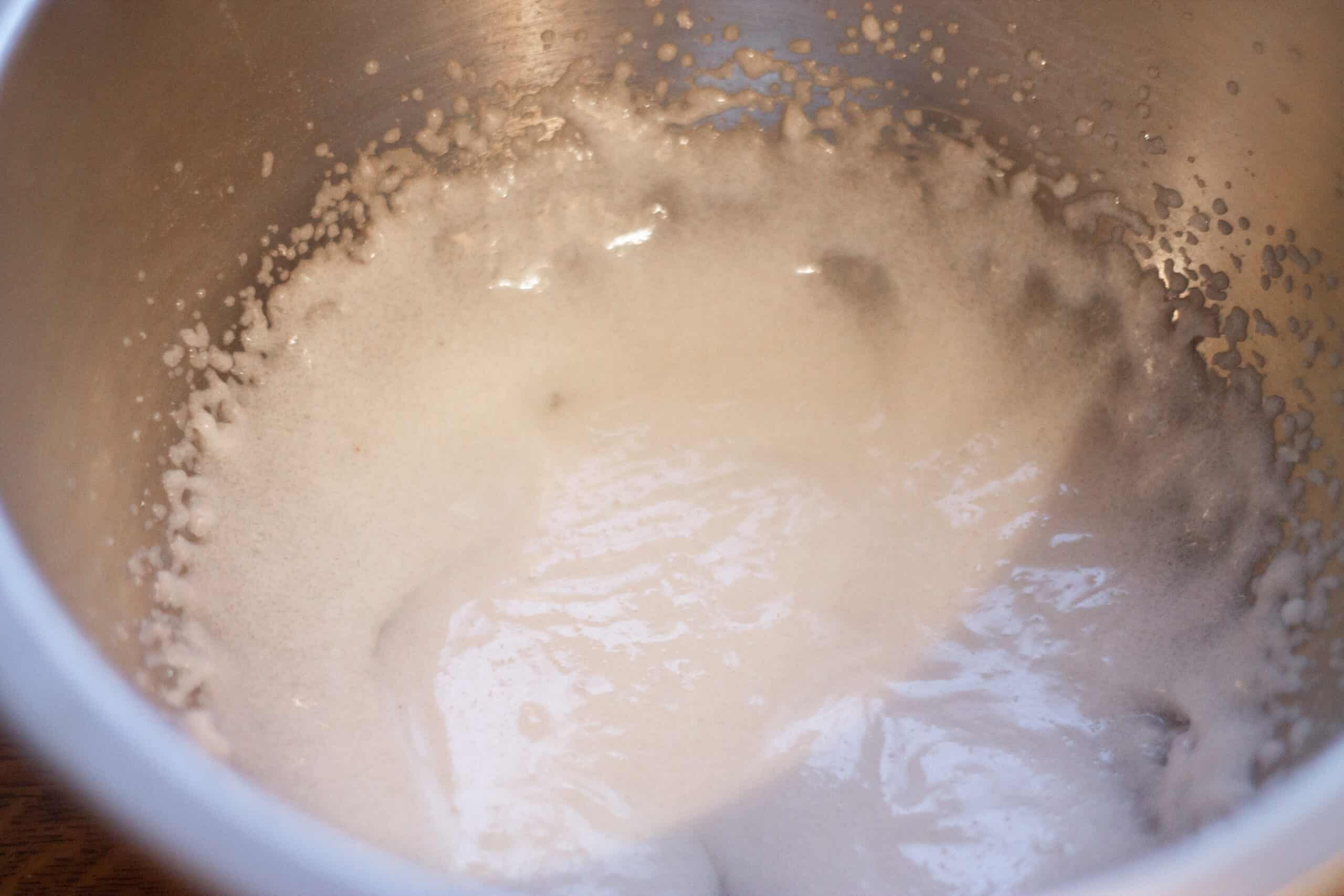 Mixing sugar and yogurt