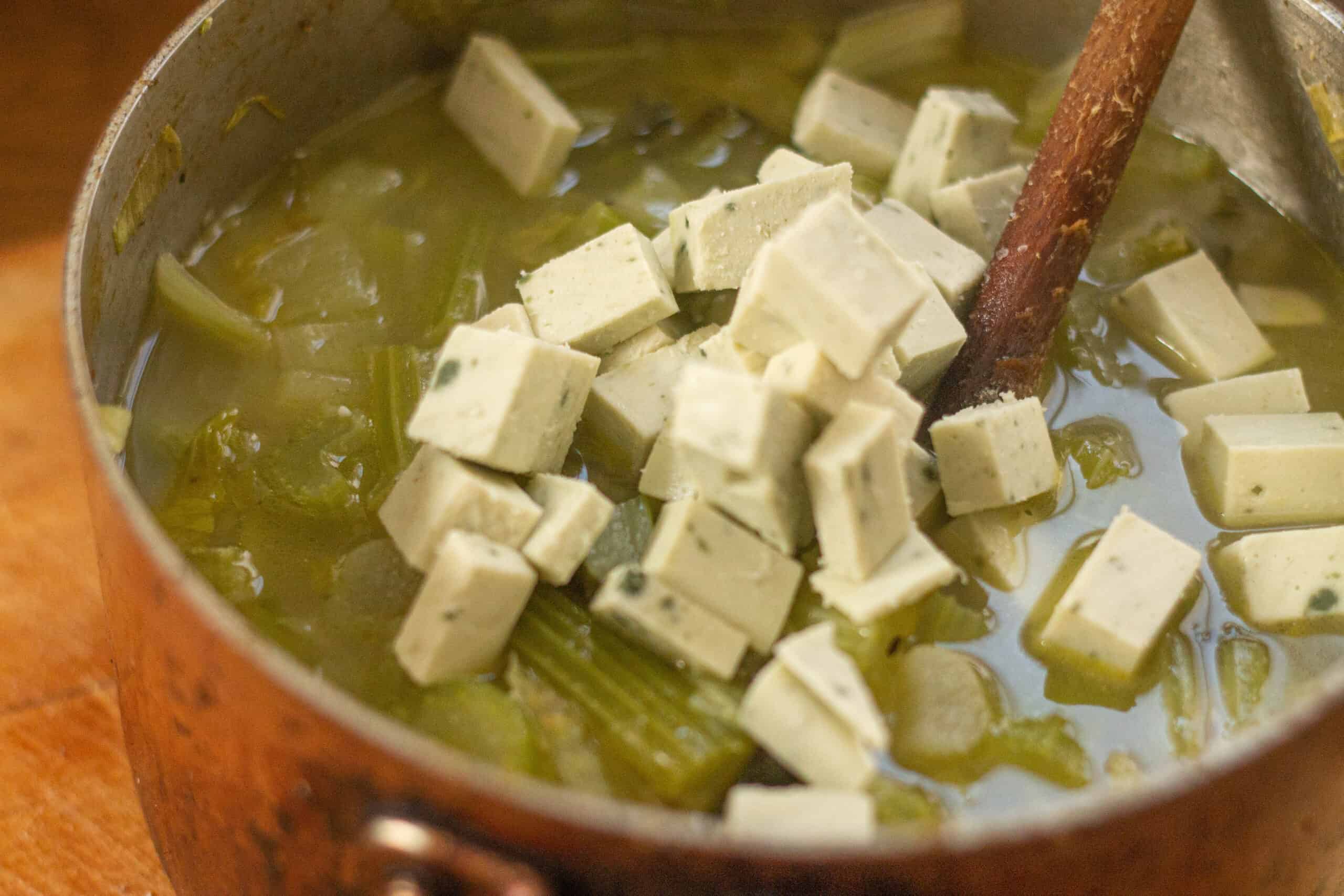 Adding vegan blue cheese to blue cheese soup