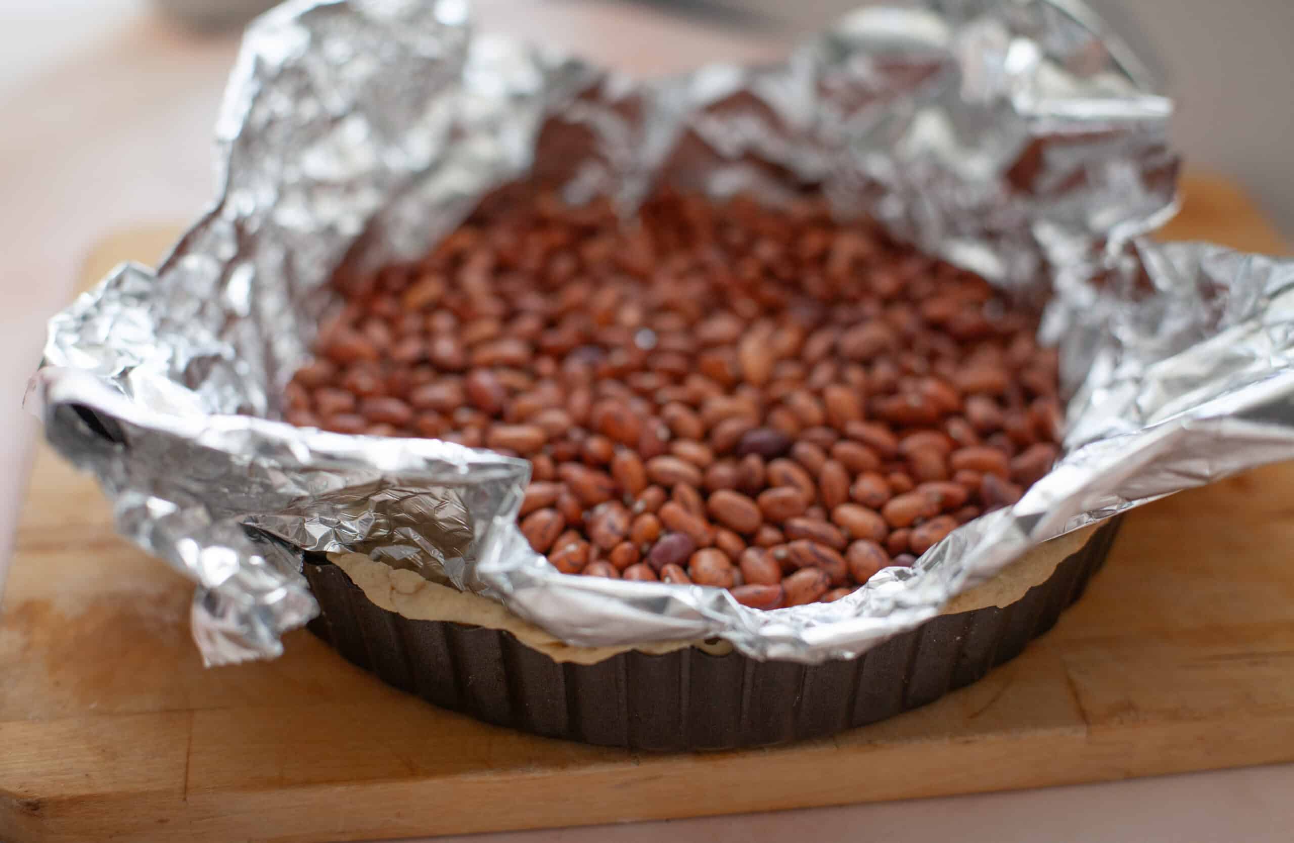 Blind baking a pastry case.