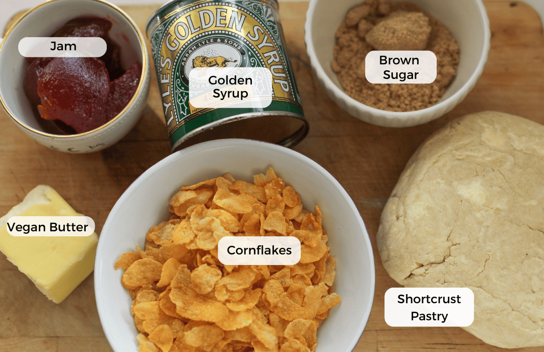 Ingredients for cornflake tart.