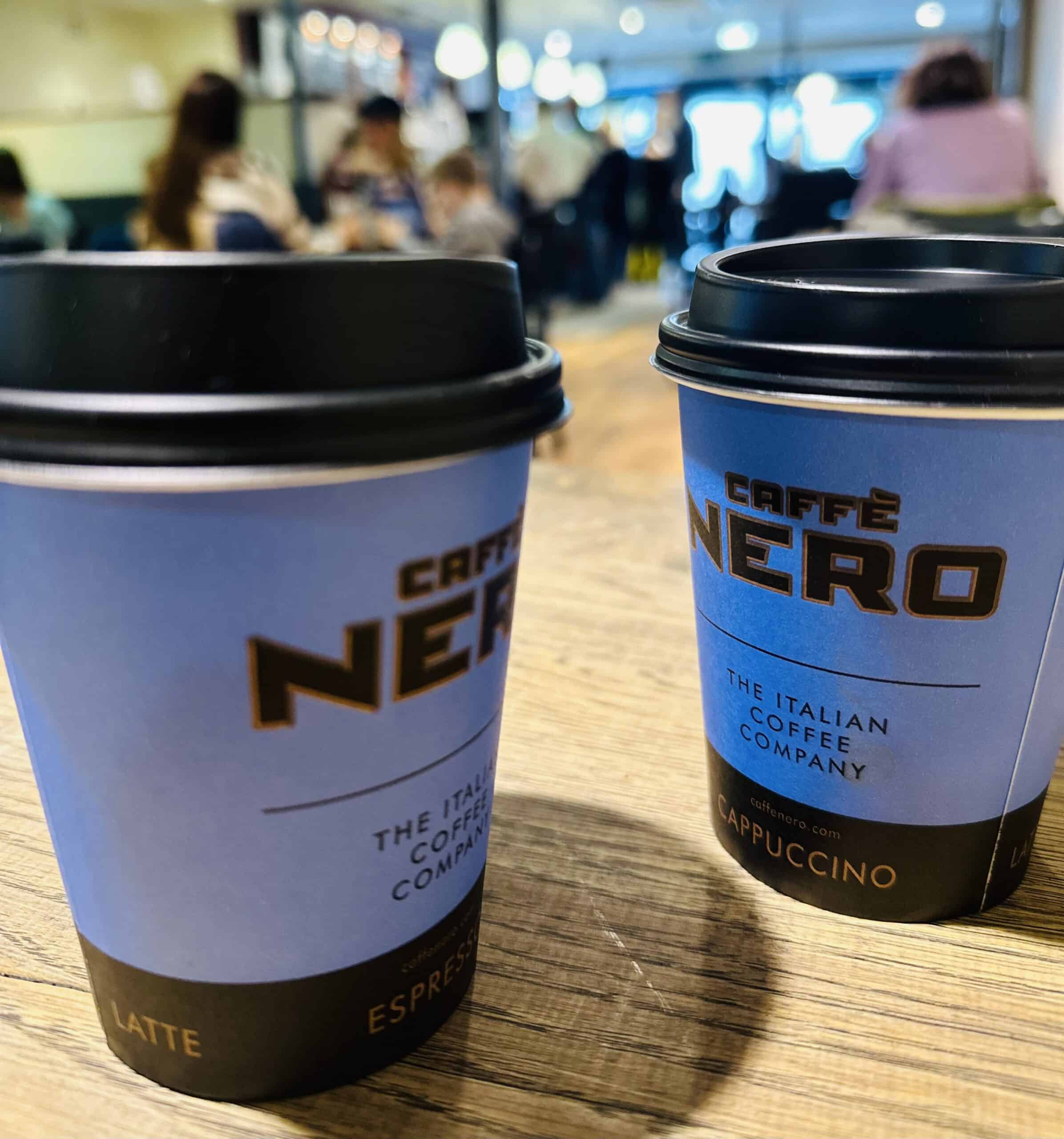 Takeaway cups from Caffe Nero.