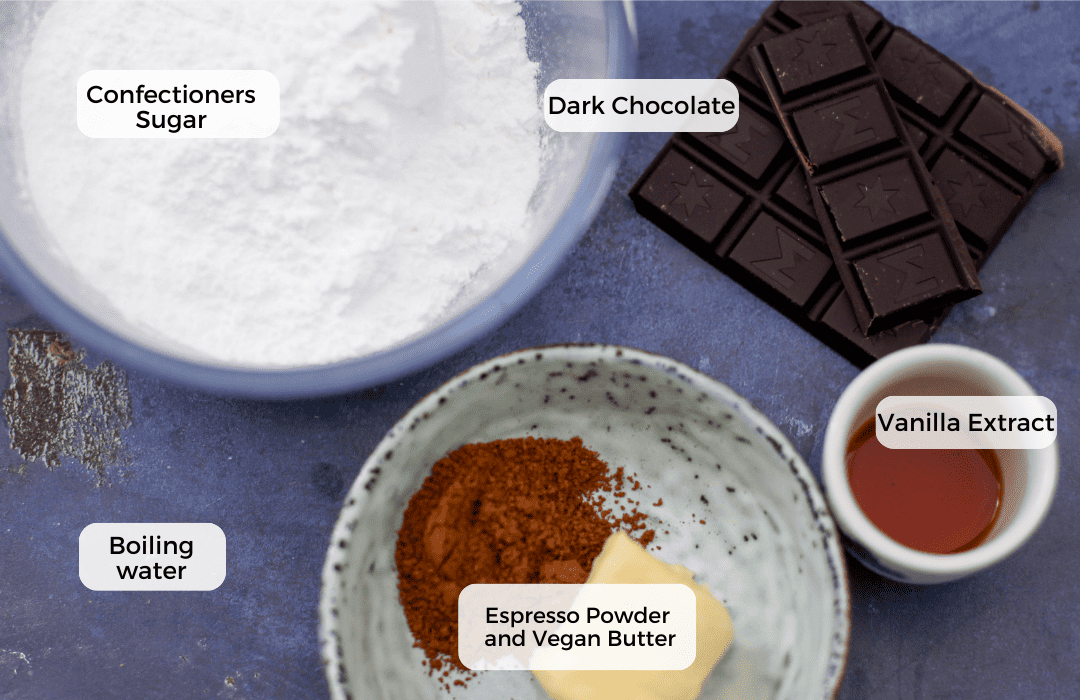 Ingredients for chocolate glaze.