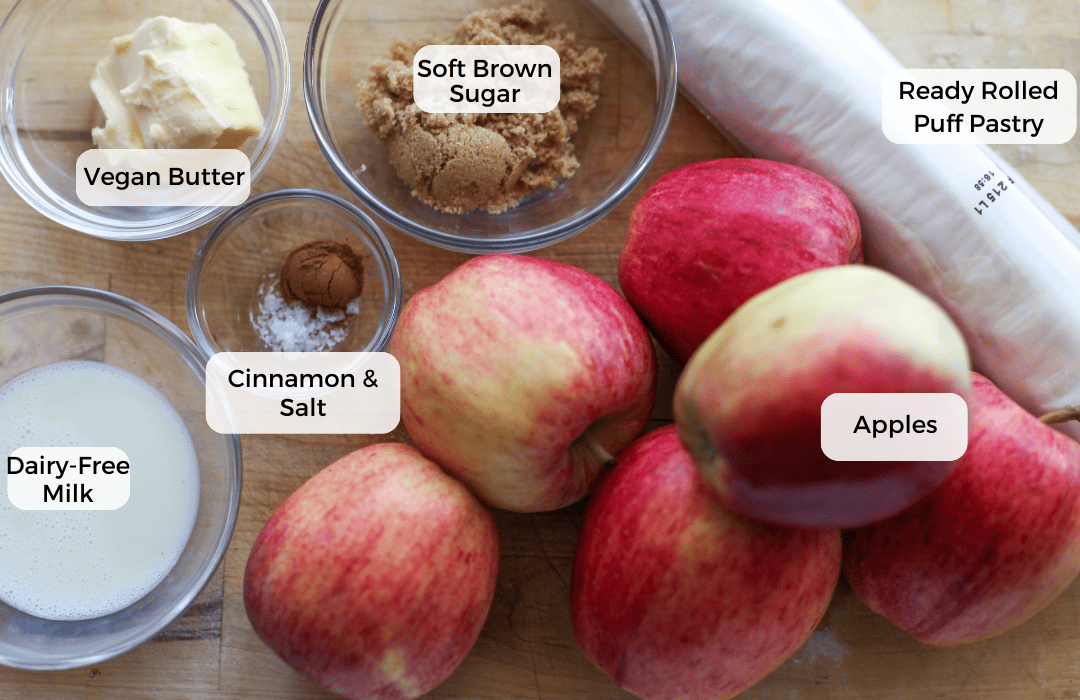 Ingredients for apple turnovers.