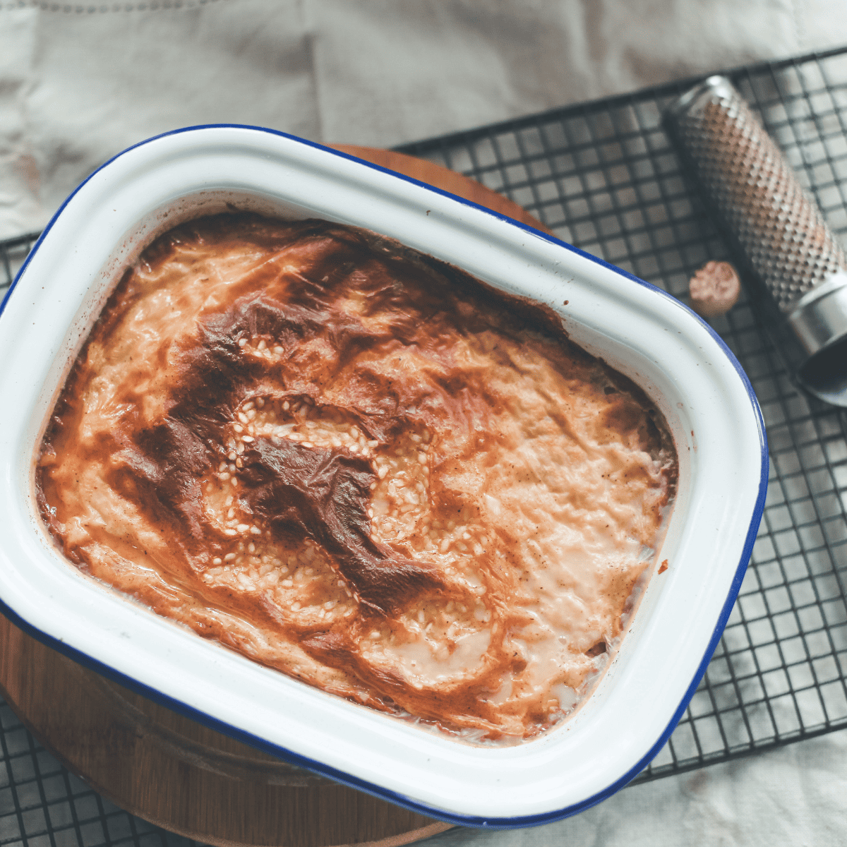 Rice Pudding in a baking dish.