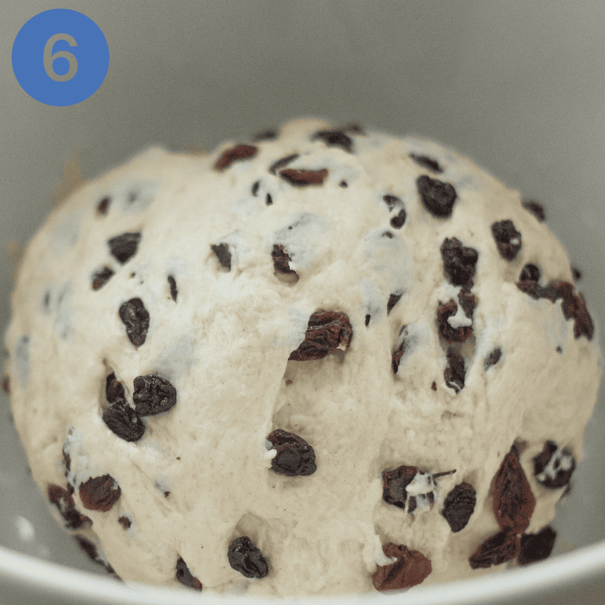 Dough ball with raisins.