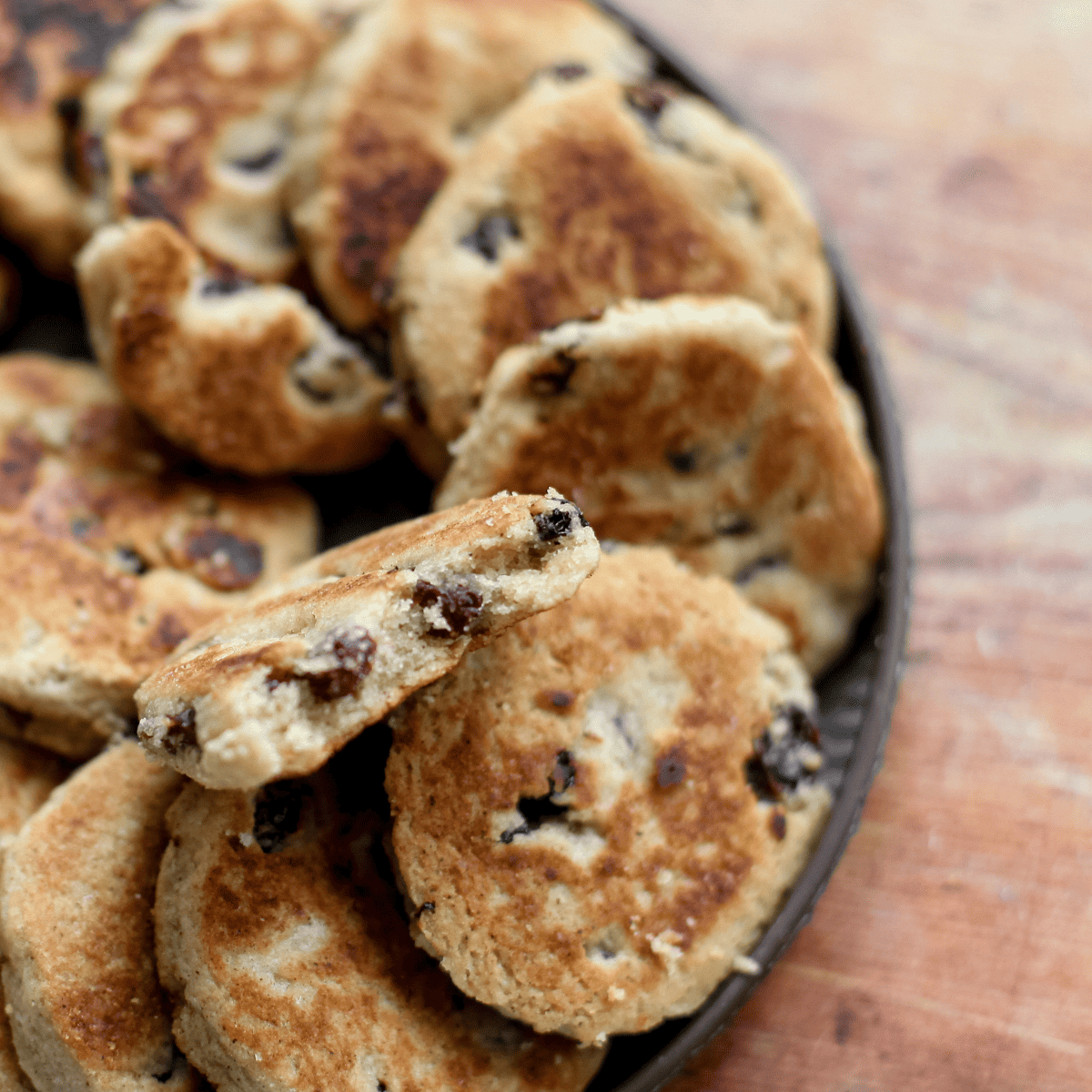 A large plate of welsh cakes.