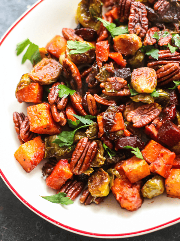 Maple Soy Roasted Vegetables with Pecans
