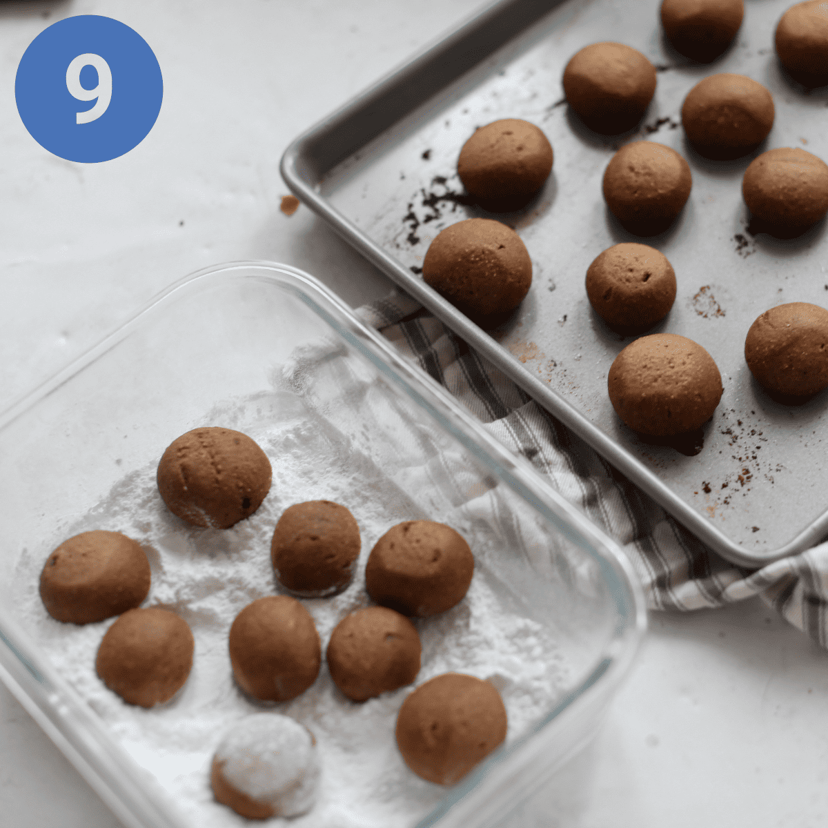 Cooling the baked cookies on a baking rack.