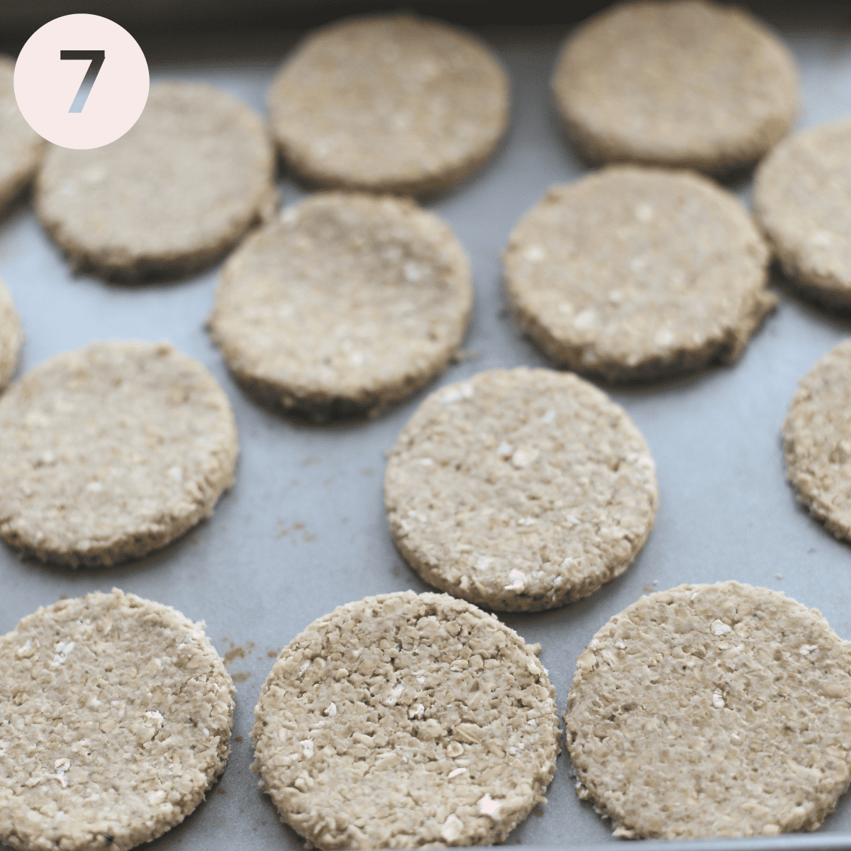 The oatcakes on a baking sheet ready to bake!